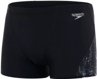 Men's swimsuit Speedo Allover V-Cut Aquashort Black/White/USA Charcoal Men's swimsuit Speedo Allover V-Cut Aquashort Black/White/USA Charcoal